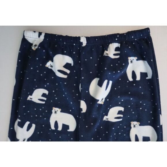 Leveret Men's Sz Large Blue Polar Bear Cotton Top Fleece Pants Pajama Set - Picture 10 of 15